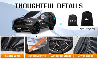 Dodge Durango Car Cover Waterproof All Weather with Silver Strip Design