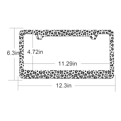 White Cheetah License Plate Holder Leopard Print License Plate Frame Cheetah Leopard License Plate Covers tag Frame for Women 12.3" X 6.3"