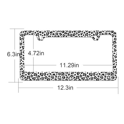 White Cheetah License Plate Holder Leopard Print License Plate Frame Cheetah Leopard License Plate Covers tag Frame for Women 12.3" X 6.3"