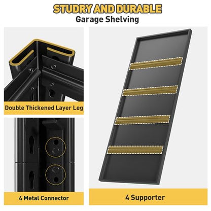 40" W Garage Shelving Heavy Duty Storage Shelves 56.9" H Metal Shelving Heavy Duty Load 1600LBS Adjustable Metal Shelves for Storage for Pantry Kitchen 40" W x 19.1" D x 56.9" H 3 Pack (3 Count)