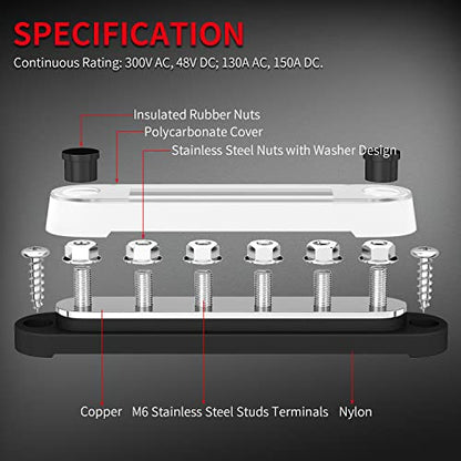 Marine Bus Bar 12V 6 x 1