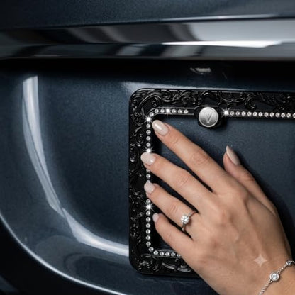 Metal License Plate Frames with Rhinestones