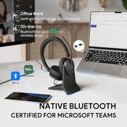 BH74 with Stand ANC Wireless Headset with Microphone for PC