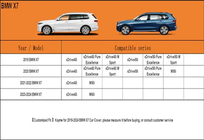 6 Layers Waterproof SUV Car Cover for BMW X7 2018
