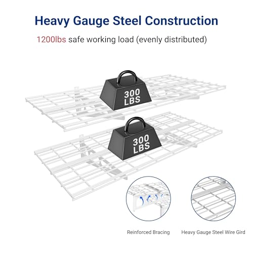 4 Pack 2x4ft Wall Shelf Garage Storage Rack Wall Mounted (4 Count)