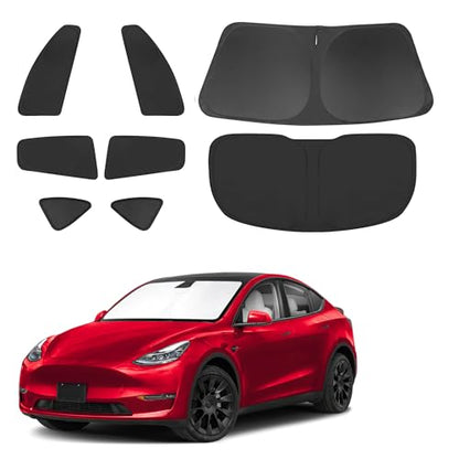 Window Shades for Tesla Model Y Juniper 2025 2026 Accessories Car Side Full Windows Rear Triangular Windshield Sun Shade Sun UV Rays & Privacy Protection for Camping (8 Count)