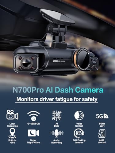360° View 4K 2160P Dash Cam Front and Rear