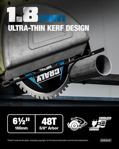 6-1/2 Inch 48 Teeth Steel and Ferrous Metal Cutting Circular Saw Blade, 5/8 Inch Arbor, Thin Kerf, Professional Carbide Tipped Blade for Angle Iron, Threaded Rod, EMT Conduit(C0648MC)