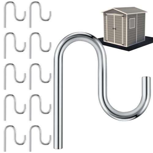10 Pcs 2'' Long Shed Hooks Shed Accessories Without Drilling Hole for Hanging Heavy Duty Individual Utility Hooks Universal Wall Mounted J Utility Hangers for Tools Shovels Rakes (10 Count)