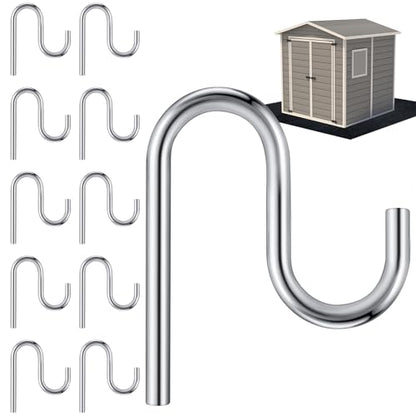 10 Pcs 2'' Long Shed Hooks Shed Accessories Without Drilling Hole for Hanging Heavy Duty Individual Utility Hooks Universal Wall Mounted J Utility Hangers for Tools Shovels Rakes (10 Count)