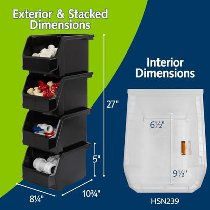 Medium Tall Stackable Plastic Storage Bins