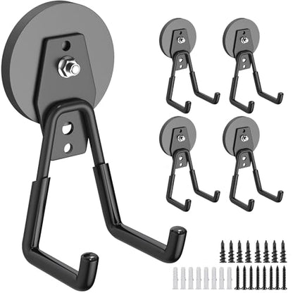 4Pcs Heavy Duty Storage Magnetic Utility Hooks Large Garage Strong Extra Magnet Hooks Hanger with Anti (4 Count)