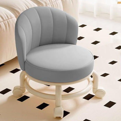 Low Rolling Stool with Backrest