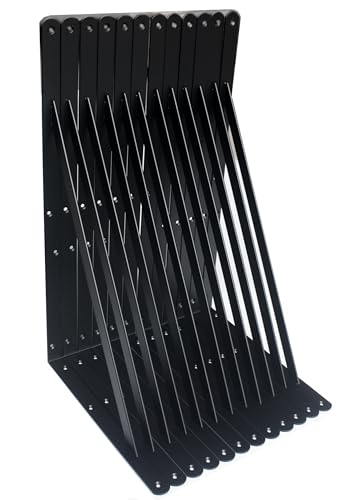 12 Pack L20 x H 12" Black Heavy Duty Shelf Brackets with Screws Metal Shelf Brackets Shelf Support Angle Brackets for Shelves L Brackets Heavy Duty Floating Shelf (12 Count)