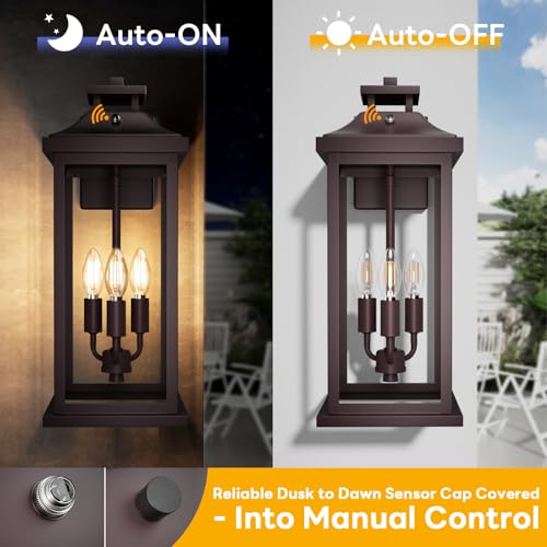 20" Oil Rubbed Bronze Dusk to Dawn Outdoor Wall Lights 2 Pack (2 Count)