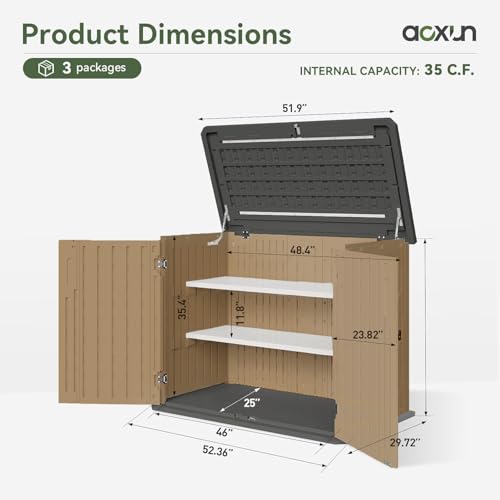 Outdoor Storage Cabinet 35 Cu.Ft 2 Shelves