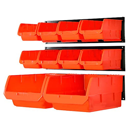 10 Bin Wall Mounted Plastic Storage Bins Hanging Organizer Bins
