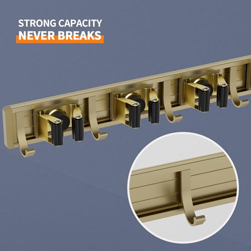 Broom Holder Wall Mount Mop Hanger Tools organizer 4Racks 5Hooks