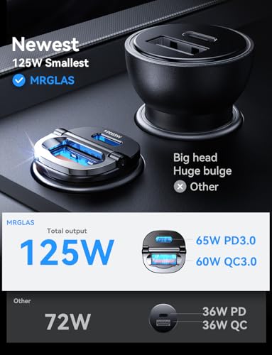 Upgraded】 125W Car Charger USB C Super Fast Charging