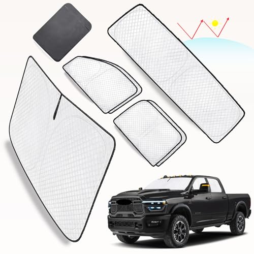6pcs Thicken Full Window Sun Shades for Dodge Ram 1500 Crew Cab Accessories 2019 (3 Count)
