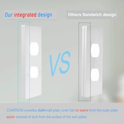1 Gang Screwless Duplex Wall Plate Cover Single Switch Outlet Electrical Faceplate for Light Switch (4 Count)