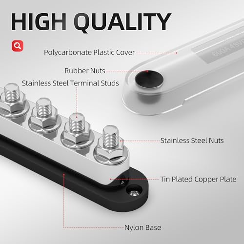 600A Power Distribution Block 12V Bus Bar Terminal Block 6 x 3