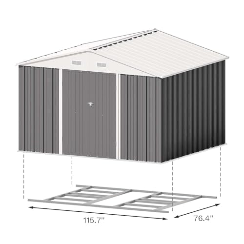 10x8 FT Outdoor Storage Shed with Floor Frame