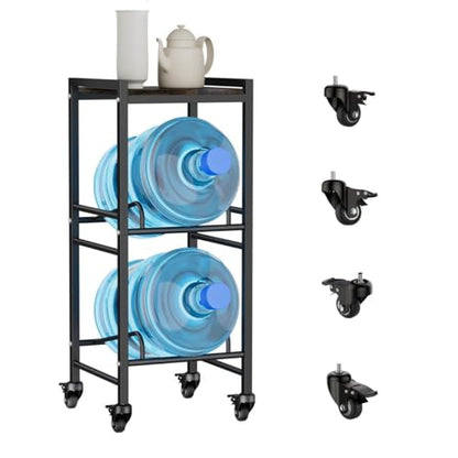 2 Tiers Water Rack Top Storage Shelf with 4 Wheels