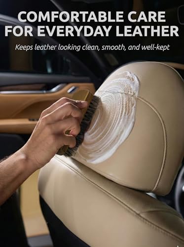 Leather & Upholstery Cleaning Brush Set with Compact Wood Handle (2 Count)