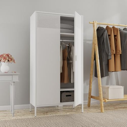 Metal Storage Cabinets Locker with Hanging Rod and Adjustable Shelves