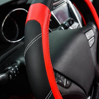 Line Rider Microfiber Leather Sporty Steering Wheel Cover Universal Fits for 95% Truck