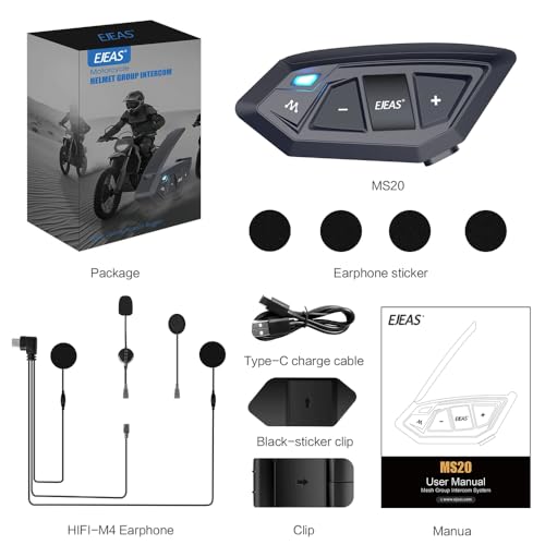 Motorcycle Bluetooth intercom MS20 2000m Helmet Intercom