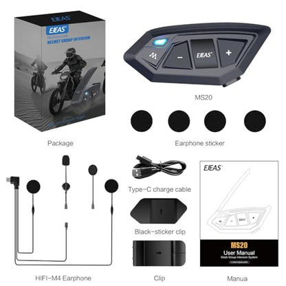 Motorcycle Bluetooth intercom MS20 2000m Helmet Intercom