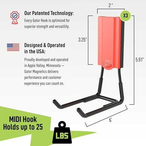 MIDI 4 in Red Open Hooks