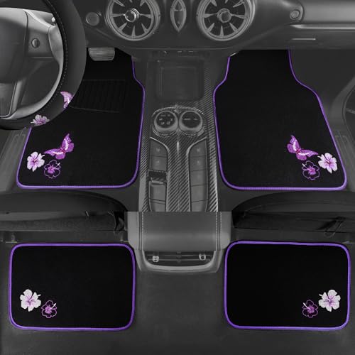 Butterfly Steering Wheel Cover and Waterproof Car Floor Mats