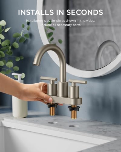 Bathroom Sink Faucet 3 Hole Brushed Nickel 4 Inch Centerset 2 Pack (2 Count)