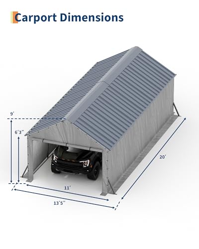 11'x20'x9' Vertical Roof Metal Carport