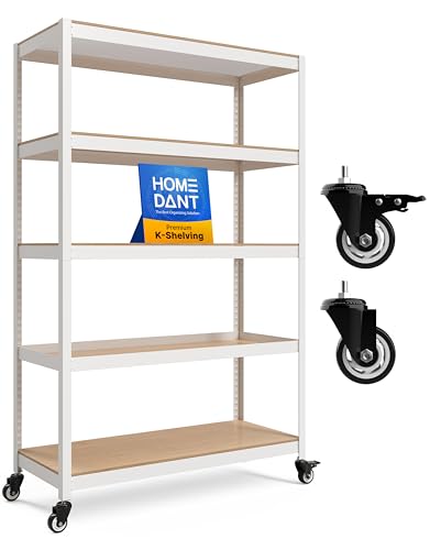 House White 48.1" W 5 Tier Rolling Storage Shelves Metal Cart