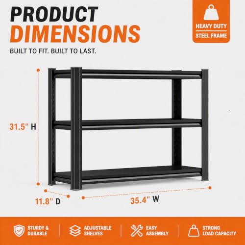 Garage Shelving 1200 LBS Adjustable Metal Storage Shelves