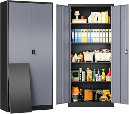 Metal Storage Cabinet with 2 Doors and 5 Shelves