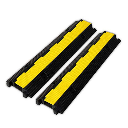 2 Pack Rubber Cable Ramp Hose Cable Protector Ramp 1 Channel 22000Lbs Load Capacity Traffic Speed Bump Wires Power Lines Extension Cord Cover for Indoor Outdoor (3 Count)