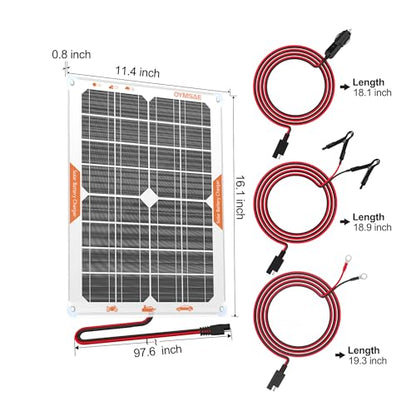 20W 12V Solar Trickle Charger Maintainer for Vehicle Batteries