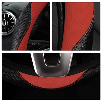 Car Steering Wheel Covers for Women Padded Carbon Fiber PU Leather Cute Auto Interior Accessories for Vehicle