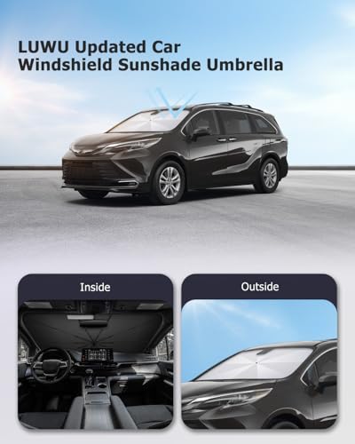 2025 Upgrade Car Windshield Sun Shade Windshield Sunshade Umbrella [Star Fabric] Protect Car from Sun Rays&Heat Damage Keeps Vehicle Cool
