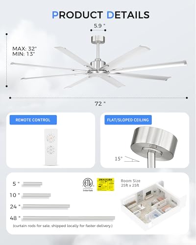 72 Inch Large Ceiling Fan