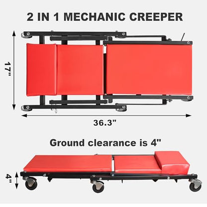36" Rolling Foldable Car Creeper Automotive Creeper