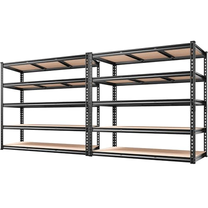 48" W Garage Shelving 3000LBS Storage Shelves 5 Tier Industrial Shelving Adjustable Metal Storage Shelves for Garage (2 Count)