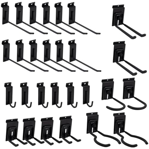 Slat Wall Accessories Garage Hooks Heavy Duty Slatwall Panel Hook Locking Bike Hook for Slat Wall Hooks for Hanging Ladder Storage System Black Accessory for Power Tools Organizer