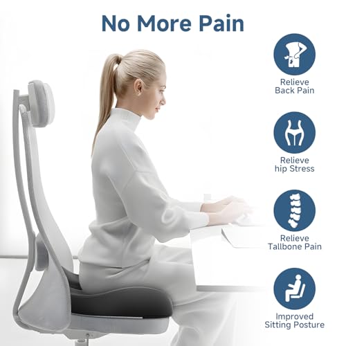 Large Cooling Gel Memory Foam Seat Cushion for Long Sitting