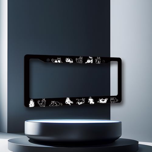 Cute Animal Cat Stainless Steel Cats License Plate Frame 12.2 x 6.2 Inch